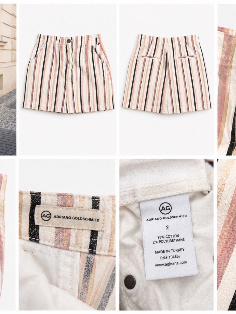 Hollister Striped Mini Skirt Set Neutral Crop Top Outfit Teen Size XS